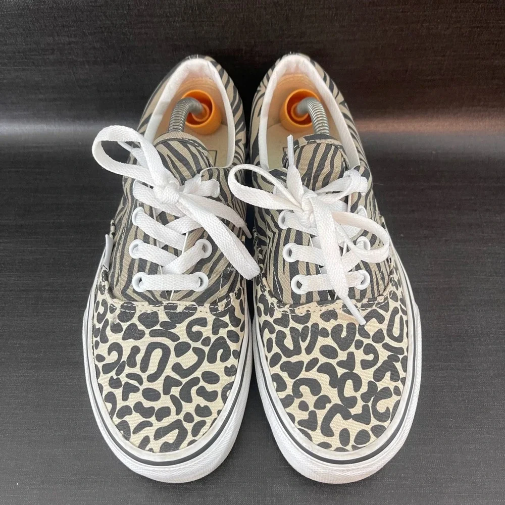 Vans Era Sneakers Womens 6.5 Tan Safari Animal Print Leopard Zebra Low Top Shoes